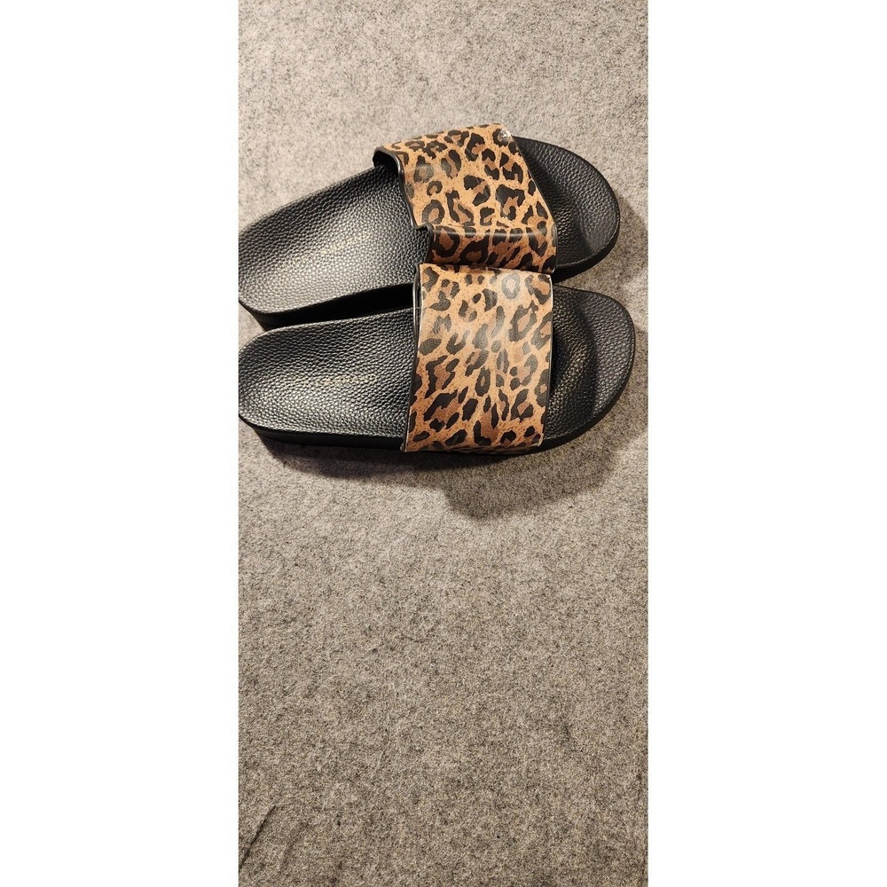 Lucky Brand Sandals Shoes Womens Size 8 Brown Leopard Slide Comfort Flat Slip On - Picture 3 of 7